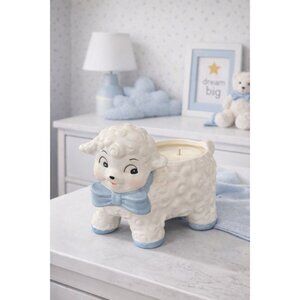 New Blue & White Baby Boy Lamb Nursey Baby Shower Candle Room Decor